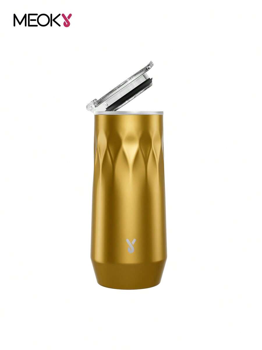 9oz 无柄双层隔热香槟杯带盖 - 采用真空隔热不锈钢制成，不易破碎，可重复使用鸡尾酒香槟敬酒杯，是送给朋友、家人、圣诞节、生日的绝佳礼物 - 金色 - 查看 1