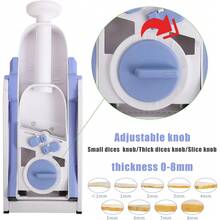 Practical Kitchen Gadgets, Compact Vegetable Slicer With 4 Cutting Types: Slicing, Julienne, Strip And Dicing, 420 Stainless Steel Cutter With Brush For Fruits Potato Carrot Onion, Good Gift In Kitchen, Blue - Blue - View 6