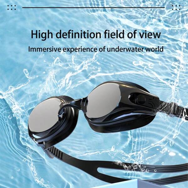 1pc Outdoor Swimming Goggles Adult High-Definition Electroplated Flat Light Adjustable Anti Fog Swimming Goggles, Anti Fog Technology Says Goodbye To Fogging Swimming Goggles