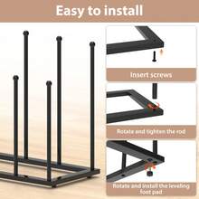 AutoFu Iron Welly Boot Rack Stand 6 Pairs Shoe Holder Organizer Wellies, Free Standing Shoe Racks - Black Metal Boot Rack, Boot Dryer, Shoe Organizer For Dorm Room, Entryway - Black - View 3