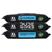 DUDE Wipes - Flushable Wipes - 3 Pack, 144 Wipes - Unscented Extra-Large Adult Wet Wipes - Vitamin-E & Aloe - Septic And Sewer Safe - Shea BUTTer Smooth - 查看 7