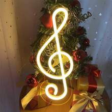 ENUOLI Musik Noten Neonlicht - warmweißes Neon Wanddekoration Licht - batterie- oder USB-betrieben - Nachtlicht - geeignet für Schlafzimmer, Wohnzimmer, Weihnachten, Hochzeit, Party, Bar Dekoration