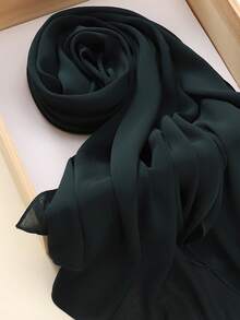 1pc Women's Plain Crinkled Chiffon Hijab Scarf - Mint Green - View 16