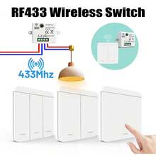 Panel de interruptor de luz inalámbrico inteligente RF433 86 10A, adecuado para el hogar, la granja, la fábrica, la oficina, el laboratorio, el supermercado y muchos otros entornos, opera de forma remota la transmisión de señal de cualquier dispositivo conectado al receptor - Blanco - Ver 4