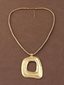 1 Piece Fashion Silver Gold Color Asymmetrical Hollow Open Square Shape Pendant Rope Necklace For Women's Daily Wear 18"+2" Extend Chain