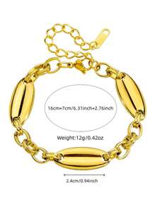 Geometric Oval Bracelet, Stainless Steel Gold-Plated Jewelry, Versatile And Fashionable Ladies' Accessories Suitable For Various Occasions Of Wearing And Matching