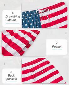 Mens Swim Trunks With Compression Lined Short Bathing Suits For Men 5 Inch Inseam Liner Men's Swimming Trunk - American Flag - View 4
