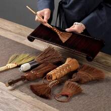 1pc, Natural Palm Cleaning Brush, Dish Brush, Pot Brush, Can Be Used In The Kitchen Without Damaging The Non-Stick Coating Of The Pot, With Soft Hair For Household Cleaning Brush, Cleaning Supplies, Cleaning Tool Handcrafted Brown-Haired Purple Bamboo-Handled Tea Brush, Tea Set Accessory, Brush Person Kitchen Brush With Ergonomic Handle Multipurpose Dish Brush For Removal Compact Design For Dishes Bowls Tea Brush Supplies