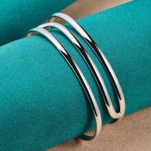 Silver Plating Three Curve Bangles Bracelet For Women Fashion Wedding Engagement Charm Jewelry