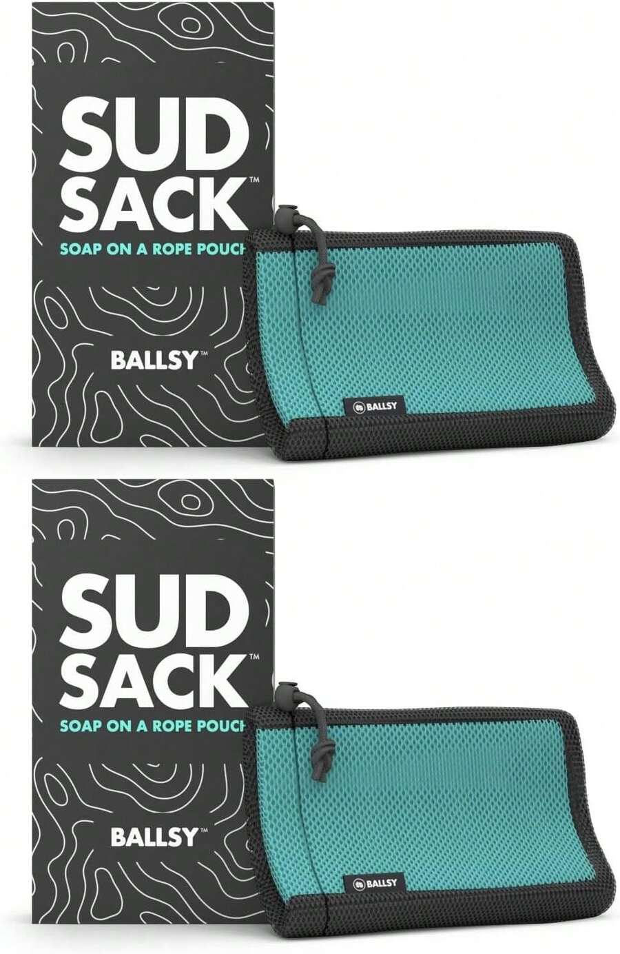 Ballsy Sud Sack Soap Pouch, Exfoliating Sponge For Baths And Showers - Compatible With Related Bars, Blue - White - View 1
