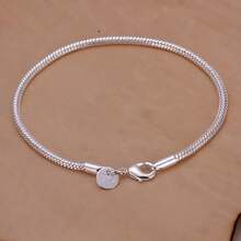 Juego de joyería de plata de ley 925 de alta calidad que incluye un collar y pulsera de cadena de hueso de serpiente de 3 mm de grosor, para hombres y mujeres