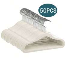 60PC/50pcs/40PC/30PCS/20PCS /10pcs, Children's Non-Slip Hanger, Children's Flocking Rack, Magic Children's Drying Rack - Beige - View 25