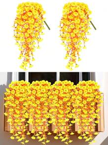 2pcs/4PCS/6PCS Artificial Hanging Plants Morning Glory Artificial Orange Vine Hanging Plants Suitable For Wall Home Living Room Indoor And Outdoor Autumn Decoration