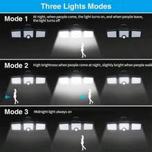 NetHong Solar Lights Outdoor 3 Heads Waterproof Durable Wireless Motion Sensor Security Lamp With 270 Degree Wide Angle For Porch Garage Garden Patio Yard Pathway - 黑色 - 查看 5