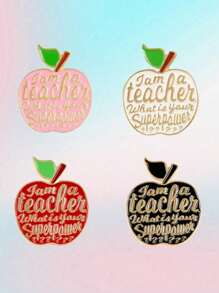 Set de 4 broches de manzana, alfileres de esmalte de 4 colores, accesorio de joyería adecuado como regalo para festivales