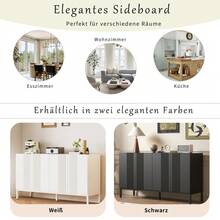 Modernes Sideboard mit einzigartiger Linie, 4-türig, grifflose Tür, für Esszimmer, Wohnzimmer und Küche (Weiß) - Weiss - Übersicht 6