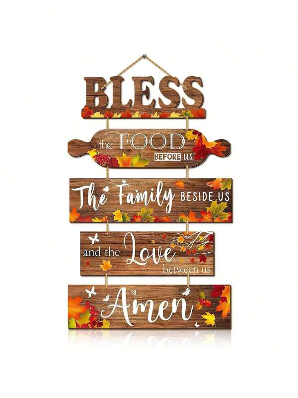 5 Pieces Kitchen Wall Decor Bless The Food Before Us Sign Farmhouse Rustic Dining Room Wall Art Wooden Hanging Signs For Kitchen Wall Decor Wall Hanging Plaque For Home,Home Decor ,Room Decor,Wall Decor Gifts Birthday Graduation