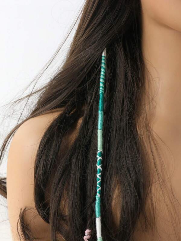 1 pieza Diadema con cadena de broche para el cabello, lazo para el cabello trenzado de colores, accesorio para el cabello hecho a mano con cuerda de colores para simular trenzas, decoración para el cabello de verano y playa, diadema con broche de colores reutilizable, de vuelta a la escuela
