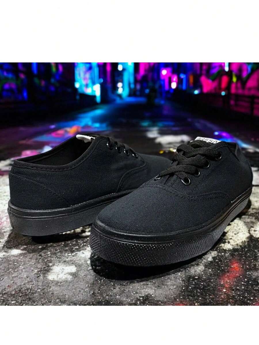 Men Canvas Shoes - Black - View 1