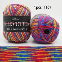 1 rouleau de 50g de fils de lait doux 3 plis, fils de chenille doux à dégradé de couleurs, convient pour les écharpes, couvertures, poupées et autres projets de tricot (style d'emballage extérieur aléatoire)