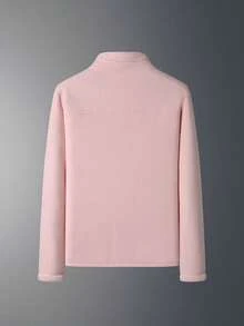 女士抓绒外套 户外保暖羊羔绒纯色拉链外套，秋冬季滑雪粉色 - 粉色 - 查看 2