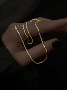 Tkool 1 pieza Collar minimalista y elegante de oruga dorada de moda, accesorio de cadena de clavícula brillante y elegante para mujeres