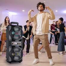 Hanstore Bluetooth Speaker Loud Wireless With Microphones, Portable PA System Large Party Speaker With Lights, Karaoke Machine For Adults/Kids, Support Remote, FM, TWS, AUX, USB For Garden Home Outdoor