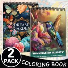 Two Adult Coloring Books With 54 Exquisite Patterns, Unique Design, Spiral Binding, Single-Sided Printing, 11.2 X 8.2 Inches, Different Themes, Suitable For Friend Gatherings, Family Dinners, Birthday Gifts, Christmas Gifts, New Year Gifts, Christmas Gifts, Anniversary Gifts,Back To School,School Supplies