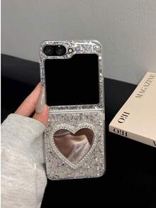 1 件可折叠手机壳，闪亮心形设计，兼容三星 Galaxy Z Fold 6 5G、Galaxy Z Fold5、Galaxy Z Fold4、Galaxy Z Fold7、Galaxy Z Flip 6/5/4/3、Galaxy Z Flip7 智能手机保护套 - 白色 - 查看 6