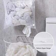 SKKREHanging Laundry Hamper Bag Portable Laundry Bag 30 X 20 Inch Large Foldable Wall Hanging Laundry Basket With 2 Adhesive Hooks For Dirty Clothes Organization And Storage3r4v - White - View 3