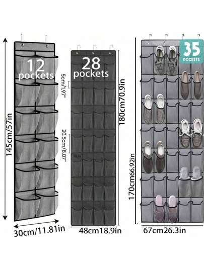 1pc /12//28/35/14/40 Pockets Available Mesh Bag Shoe Storage Rack, Closet Door Hanging Organizer, Large Pockets Hanging Shoe Rack For Closet Mesh Back Of Door Shoe Storage Door Hanger, Over The Door Shoe Organizer Closet Hanging Shoe Holder Hanger, For Space Saving – Breathable Over-The-Door Shoe Organizer For Sneakers, Heels, Slippers & Kids Shoes