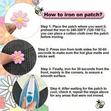100pcs Assorted Embroidered Iron-On Patches - Butterfly & Daisy Designs For DIY Clothing, Bags, Hats, Jackets - Sewing Appliques In Various Colors