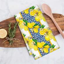 [2 Peças Toalhas de Cozinha de Porcelana Azul e Branca] Toalhas de Cozinha contemporâneas com Estampa de Porcelana Azul e Branca, Conjunto de Panos de Prato e Toalhas de Poliéster, Lavável em Máquina, Oblongo, Design Floral Cartoon, Tecido Tricotado, Secagem Rápida, Sem Fiapos - Perfeito para Lavar Louça e Decoração Doméstica