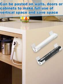 6pcs Hole-Free Garbage Bag Storage Rack, Wall-Mounted Kitchen Organizer, Adjustable Angle For Storing Garbage Bags, Umbrellas, Curtain Rods, Rolling Pins, Cling Wrap, Foil, Suitable For Home, Restaurant, Hotel, Can Be Given As Gifts On Holidays Like Father's Day And Mother's Day