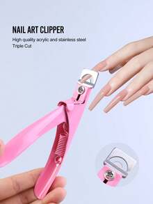 1 Set Nail Clippers Include I-Shaped, U-Shaped, Parallel Nail Clipper, Crystal Nail Extension Gel Manicure Tools,Nail Supplies,Nail Tools,Nail Art Tools,Back To School,Nails,Nail Tools For Press On Nails,Manicure Pedicure Tools - Pink - View 2