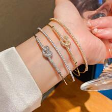 1pc Zirconia Letter Bracelet, Minimalist Delicate Design Women Bracelet, Perfect Gift For Valentine's Day, Mother's Day