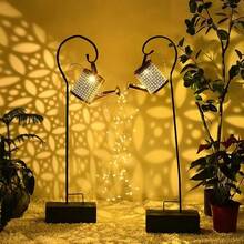 1pc Solar Powered Iron Water Kettle Lamp, Flowing Water Flickering Light, Suitable For Yard, Garden, Outdoor Ground Lighting Decor - Multicolor - View 2