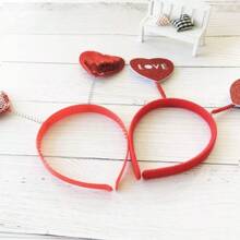 NUEVO Diadema con forma de corazón con lentejuelas rojas, adornos para la cabeza con forma de corazón para fiestas, accesorios para el cabello y utilería para fotos