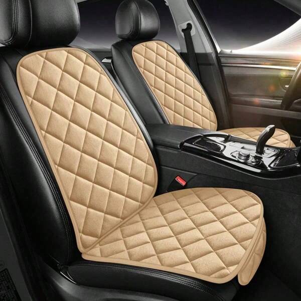 Universal Single Car Seat Cover Set (1 Cushion + 1 Backrest) | All-Season Plaid Design For Women – Non-Slip Fit For ALL Cars | Easy To Clean Auto Accessories