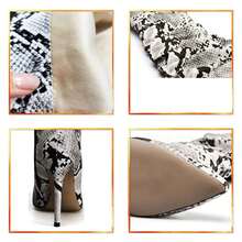Snakeskin Boots Knee High Boots Women Sexy Stunning And Stylish Exquisite Pointed Toe Fine High Heels Pleated - 銀色 - 查看 7