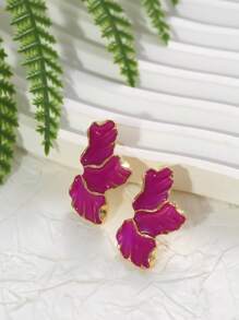 1 par de brincos pendentes com folhas decoradas, delicados e multicoloridos, adequados para uso o ano todo, adicionando vitalidade natural.