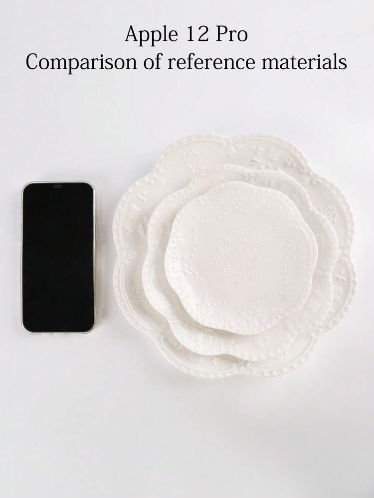 2/4 Peças Pratos Cerâmicos Premium com Relevo de Borboleta, Disponíveis em Vários Tamanhos, Empilháveis, Adequados para Bife, Massa, Sushi, Salada, Sobremesa (Não para Sopa), Formato Redondo, Material Cerâmico. Aplicável para Casa, Restaurante, Cozinha, Lavável na Máquina de Lavar Louça/Forno/Micro-ondas, Ótimo para Inauguração de Casa, Ação de Graças, Natal - Branco - Visão 5