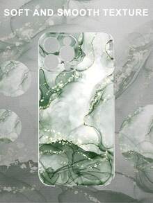 1 Pc Green Marble Printed 2D Pattern Stylish High-End Refreshing Summer Green Marble Style Suitable As Gift For Colleagues, Friends, Family, Couples, Birthday, Festivals. Transparent Soft Case With Full Protection, Dust/Water Resistant Compatible With IPhone 16/15/14/13/12/11/Pro/ProMax/X/XR/XS/XSMax/7/8/PLUS And Models,International Version, Not The Domestic Version - Clear - View 6