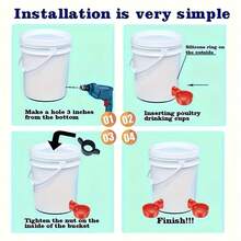 5/1pc Automatic Poultry Drinker Bowl, Red Plastic Chicken Waterer Kit - Duck, Goose, Turkey, Rabbit Watering System, Automatic Water Refilling Drinker Without Electricity, Suitable For Farm Animals - A - View 4