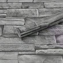 1 Rolle graues Ziegelstein-Tapete zum Abziehen und Kleben, selbstklebende abnehmbare PVC Vintage Ziegelstein-Kontakttapete mit Faux-Textur, Wohndekoration für Schlafzimmer, Badezimmer, Küche, Büro, Wohnzimmer, Möbel, Wanddekoration