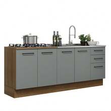 Kit Amario de Cocina 200cm Glamy Madesa Color Marrón y Gris - Marrón y Gris - Ver 2