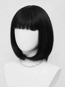 XYUNMI Blonde Bob Wig Short Straight With Bangs 12 Inch Lightweight Breathable Women's Heat Resistant Synthetic Wig For Daily Wear Party Role Play Beautiful Natural Lively Cute Short Hair