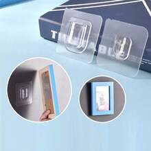 6/12/18/24pcs Transparent Easy-To-Use Adhesive Wall Mounted Hook, No Drilling Required, Reusable PVC Strong Paste Hook, Home Storage Accessories - Clear - View 4