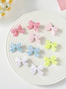 10pcs/Set Girls Adorable Shiny Bowknot Bangs Clips Side Hairpin Hair Accessories