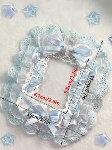 Portafoto in peluche fatto a mano con orecchie da coniglio bianco e rosa con pizzo, accessori kpop, forniture scolastiche, articoli per il ritorno a scuola